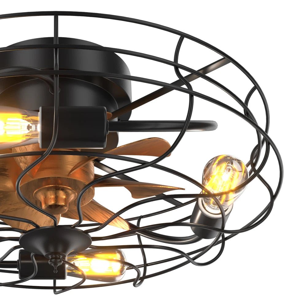 Ventilateur de plafond silencieux cage avec éclairage et télécommande – 51 cm - Ventileo Design