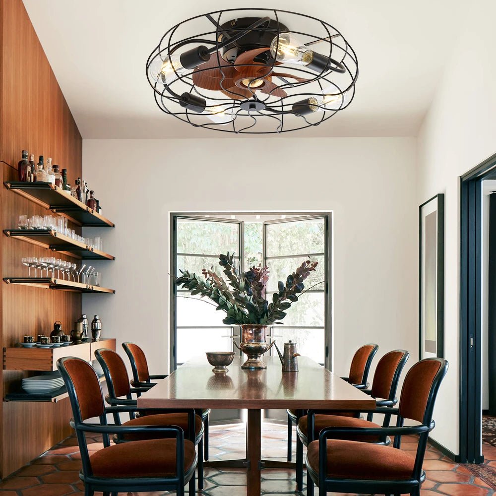 Ventilateur de plafond silencieux cage avec éclairage et télécommande – 51 cm - Ventileo Design