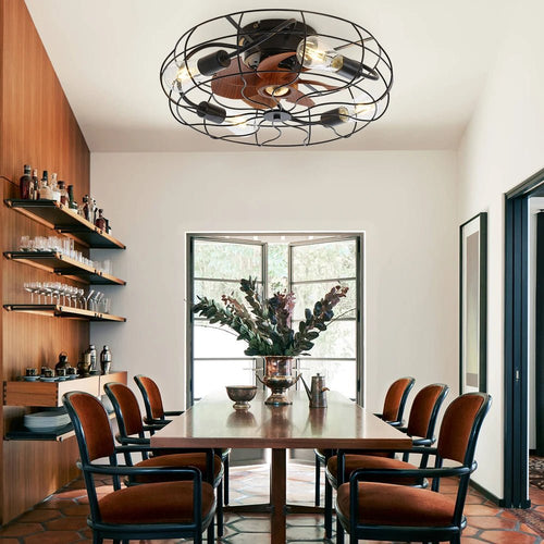 Ventilateur de plafond silencieux cage avec éclairage et télécommande – 51 cm - Ventileo Design