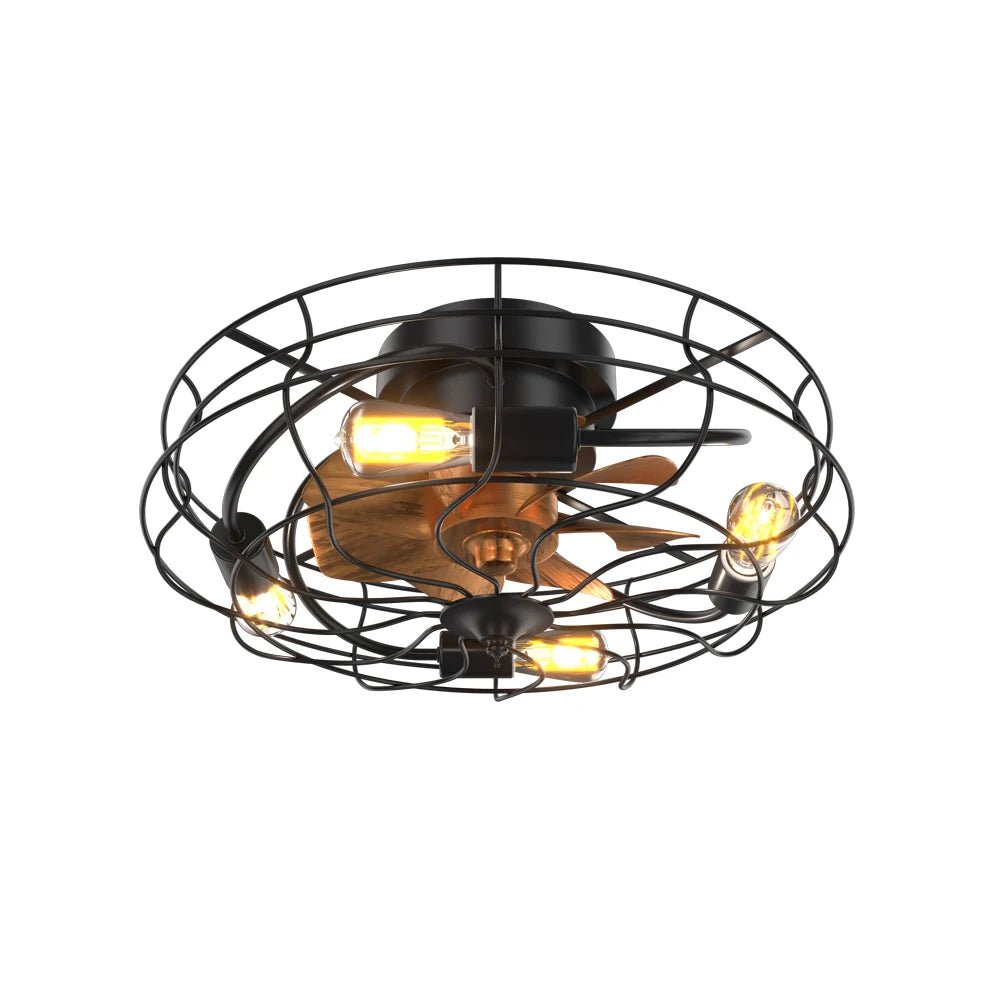 Ventilateur de plafond silencieux cage avec éclairage et télécommande – 51 cm - Ventileo Design