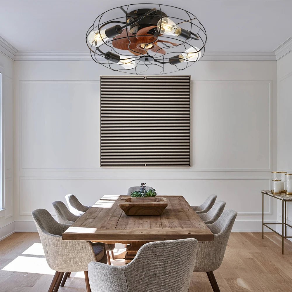 Ventilateur de plafond silencieux cage avec éclairage et télécommande – 51 cm - Ventileo Design