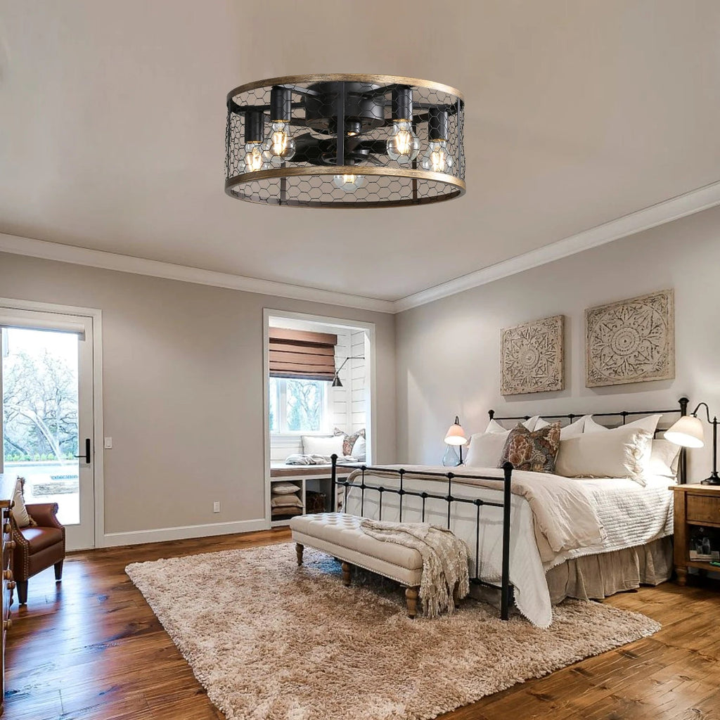 Ventilateur de plafond silencieux cage avec LED et télécommande – 51 cm - Ventileo Design