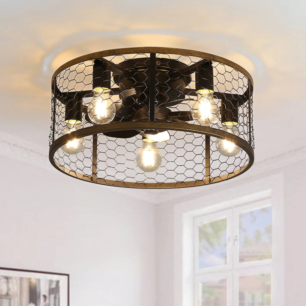 Ventilateur de plafond silencieux cage avec LED et télécommande – 51 cm - Ventileo Design