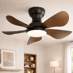 Ventilateur de plafond silencieux compact avec LED et télécommande – 74 cm - Ventileo Design