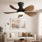 Ventilateur de plafond silencieux compact avec LED et télécommande – 74 cm - Ventileo Design