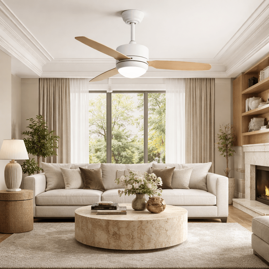 Ventilateur de plafond silencieux design avec LED et télécommande – 117 cm - Ventileo Design