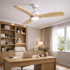 Ventilateur de plafond silencieux en bois clair avec télécommande – 132 cm - Ventileo Design