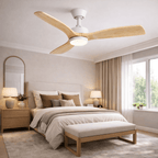 Ventilateur de plafond silencieux en bois clair avec télécommande – 132 cm - Ventileo Design