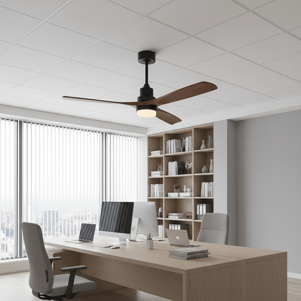 Ventilateur de plafond silencieux en bois foncé avec LED et télécommande – 132 cm - Ventileo Design