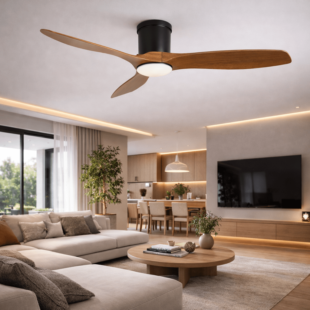 Ventilateur de plafond silencieux moderne avec éclairage et télécommande – 142 cm - Ventileo Design