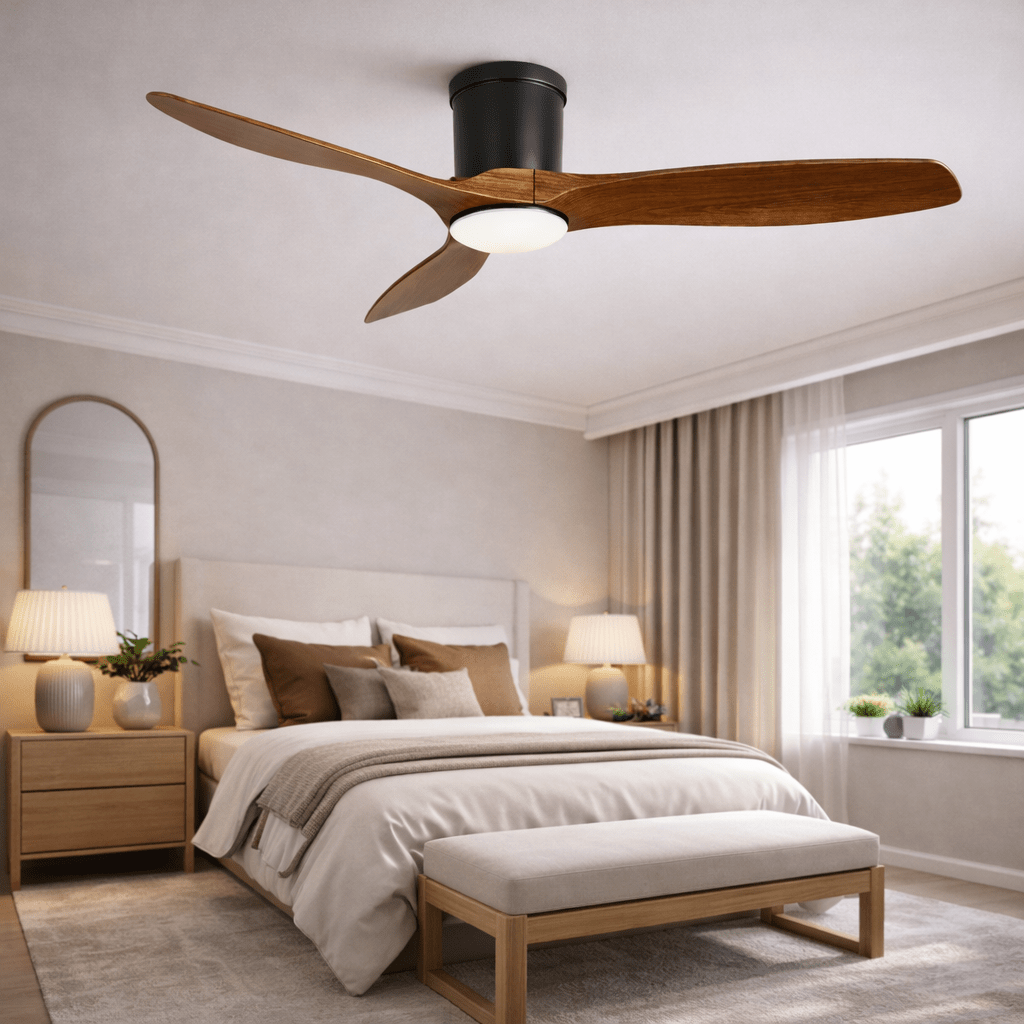 Ventilateur de plafond silencieux moderne avec éclairage et télécommande – 142 cm - Ventileo Design