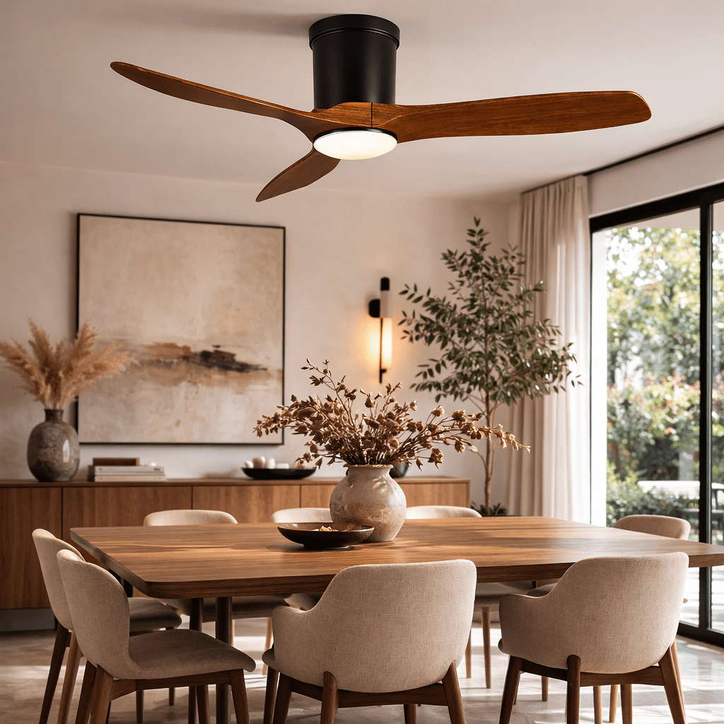 Ventilateur de plafond silencieux moderne avec éclairage et télécommande – 142 cm - Ventileo Design