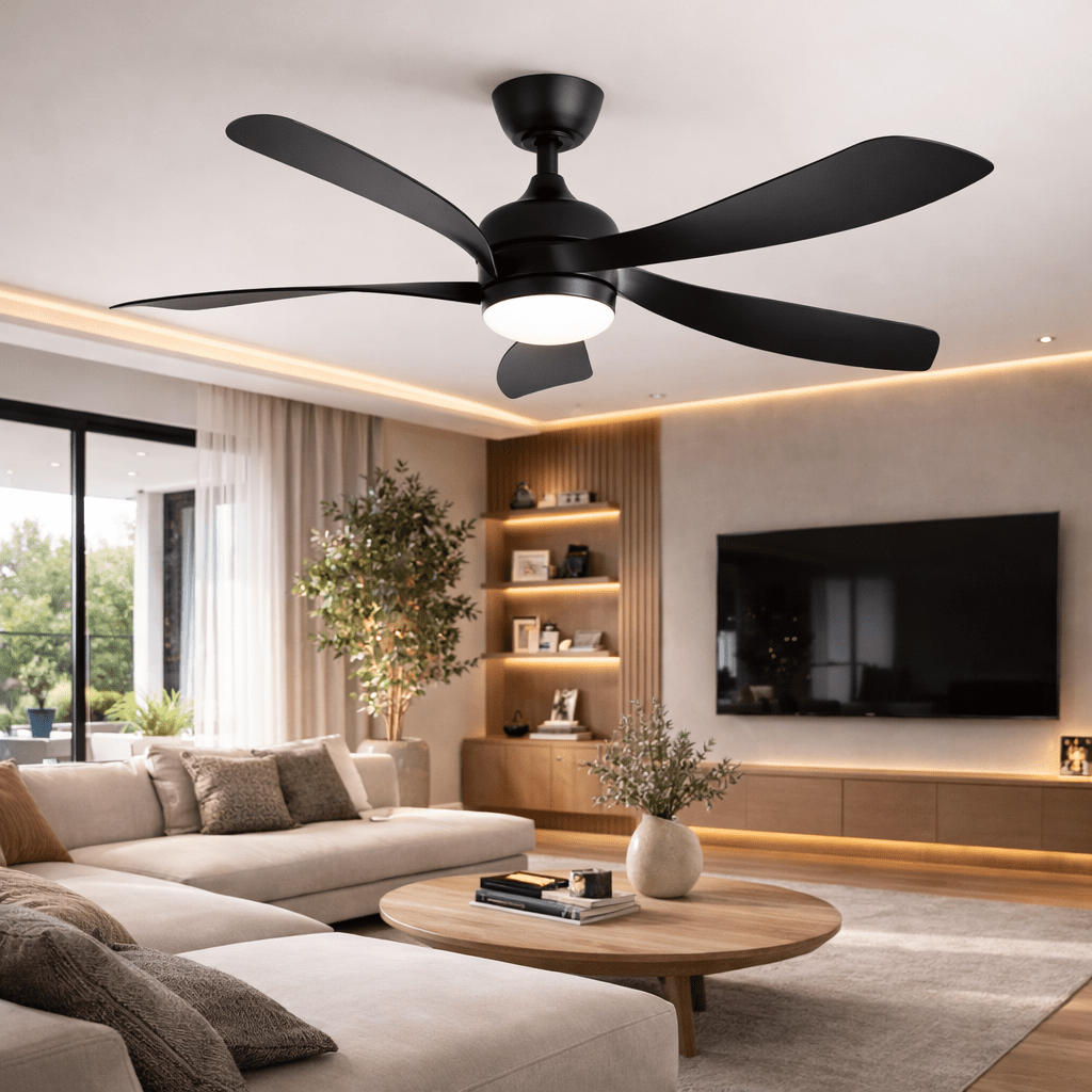 Ventilateur de plafond silencieux moderne avec LED et télécommande – 132 cm - Ventileo Design